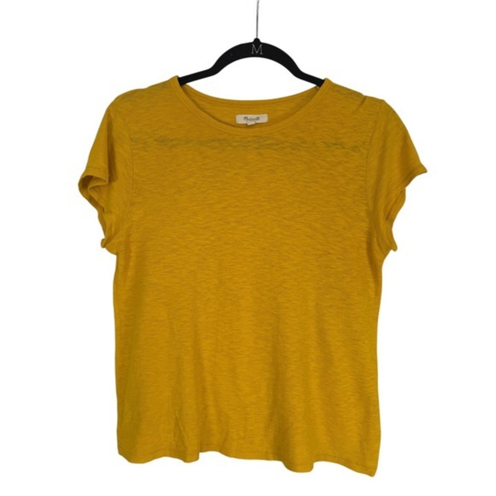 Madewell Mustard Yellow Slub Knit Short Sleeve Crew Neck Tee Size M